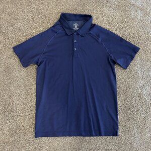 Fabletics Training Day Polo Shirt Short Sleeve Dark Blue Mens Size LARGE